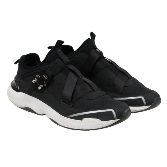 Dior Mens B24 Runtek Sneakers US 12 45 Black White Nylon Alyx Buckle Trainers - Picture 1 of 10